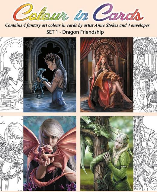 Dragon Friendship Color-In Cards - 4 Pack