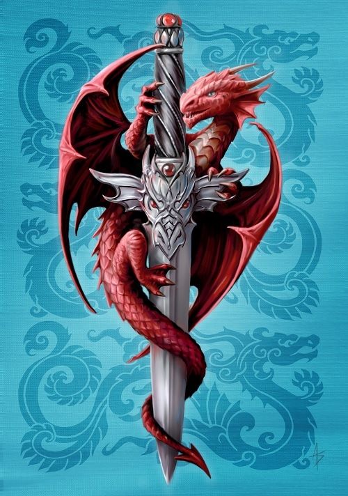 Dragon And Dagger Card - 6 Pack By Anne Stokes
