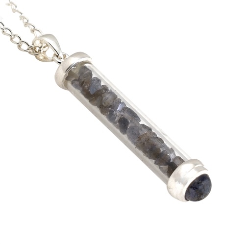 Iolite Gem Power Vial Pendant For Balance and Inner Vision
