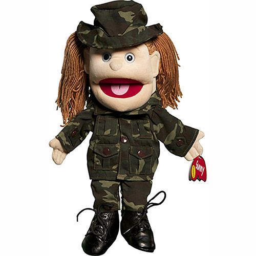 14" Brunette Yarn-Haired Army Girl