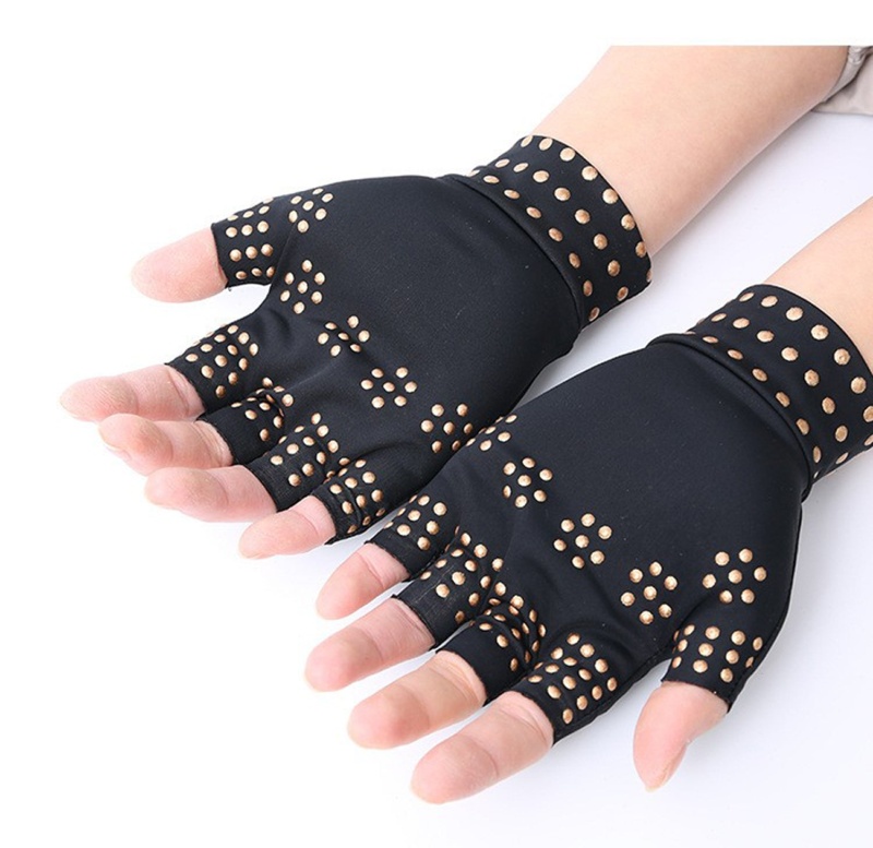 Copper Infused Fit Glove Copper Compression Arthritis Gloves For Women And Men - Black