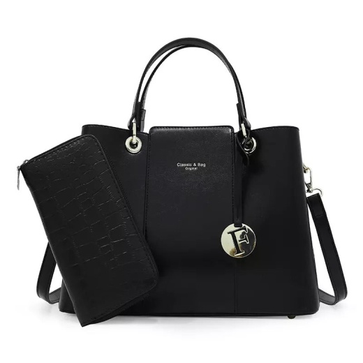 Savoy Active Aaliyah Faux Crocodile Handbag Set (2-Pack) - Black