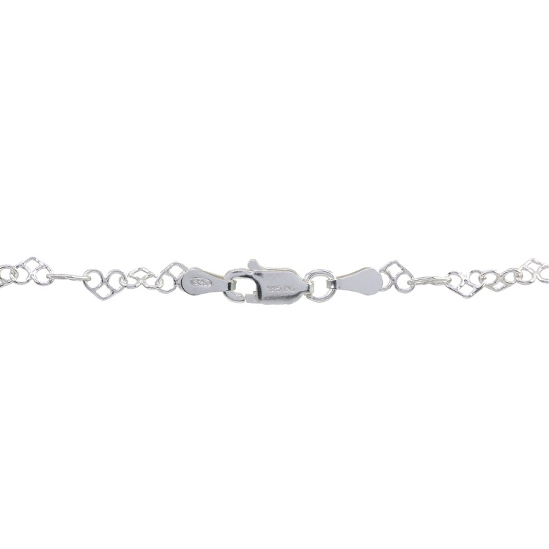 Sterling Silver 3.5Mm Intertwining Hearts Link Chain Bracelet