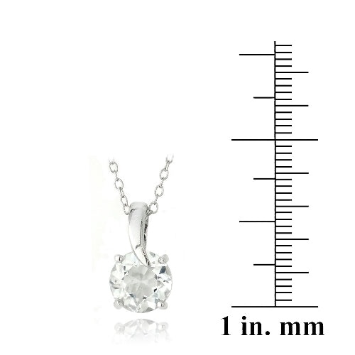 Sterling Silver 2.5Ct White Topaz Round Curve Necklace