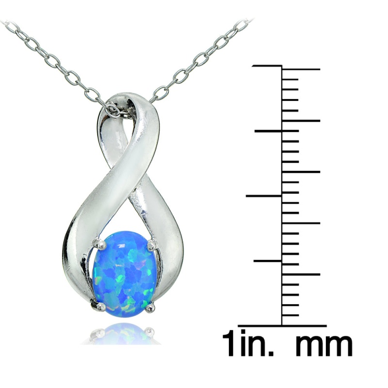 Sterling Silver Created Blue Opal Infinity Necklace