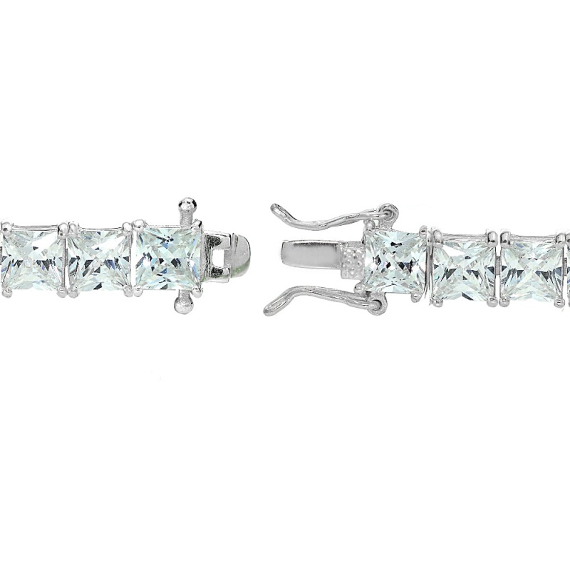 Sterling Silver Princess-Cut Cubic Zirconia 4X4mm Tennis Bracelet