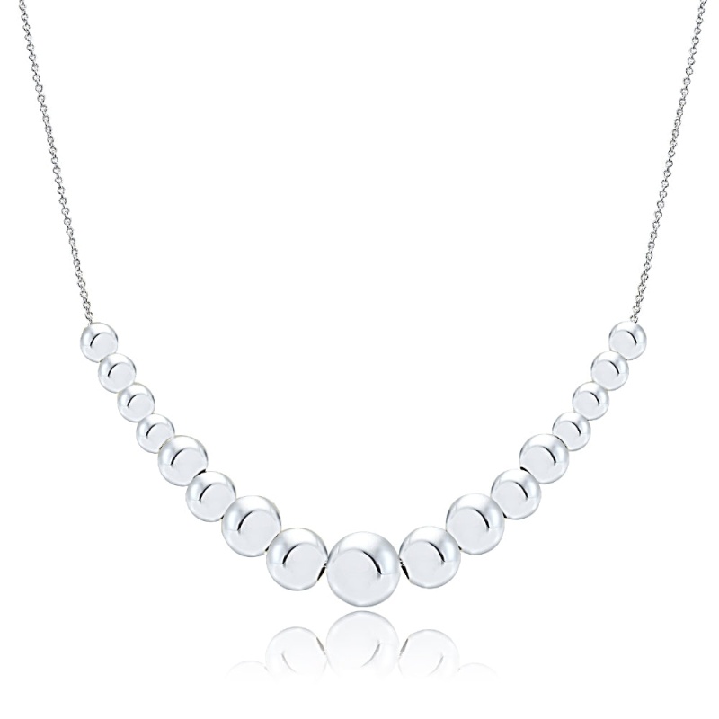 Sterling Silver Graduated Polished Bead Necklace