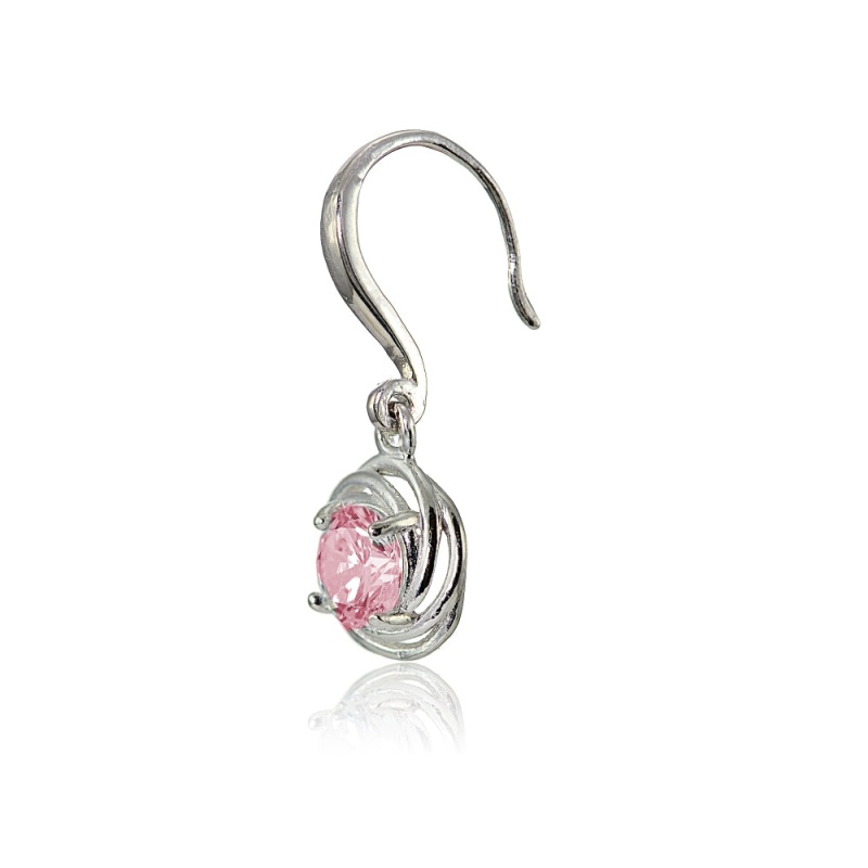 ピアス Knot Pink Silver Earrings (SILVER 925) Buy Sterling Silver Light Pink Cubic Zirconia Love Knot