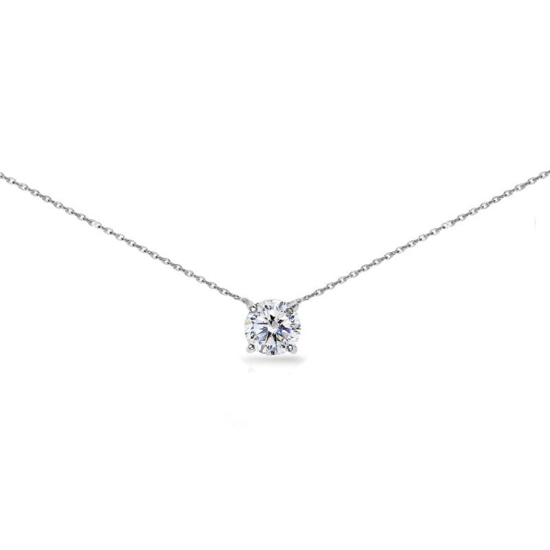 Sterling Silver Clear Solitaire Choker Necklace Set With Swarovski Crystals