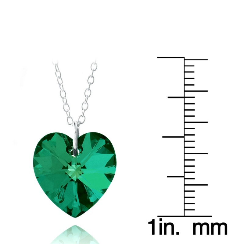 Sterling Silver Emerald Swarovski Elements Heart Necklace