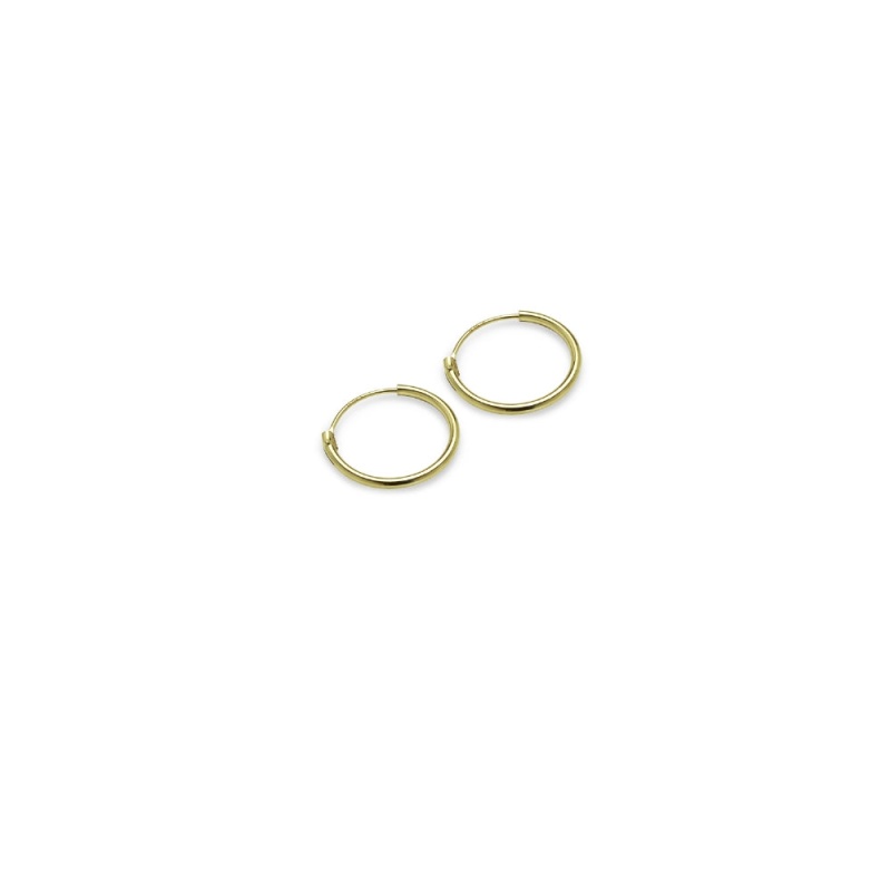 Gold Tone Over Sterling Silver Set Of Three Endless Hoop Earrings, 10Mm