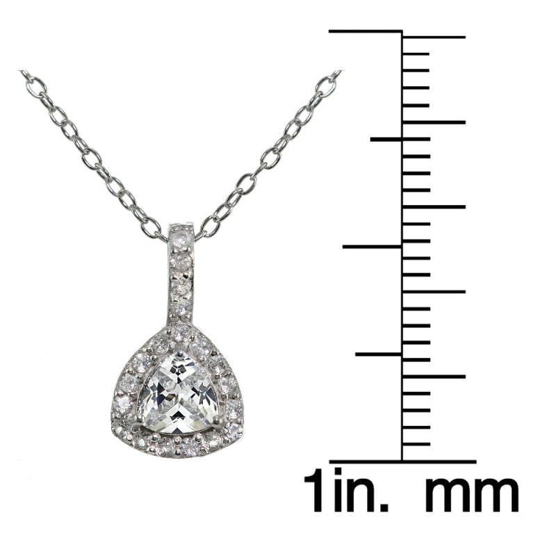 Sterling Silver Cubic Zirconia Trillion-Cut Necklace