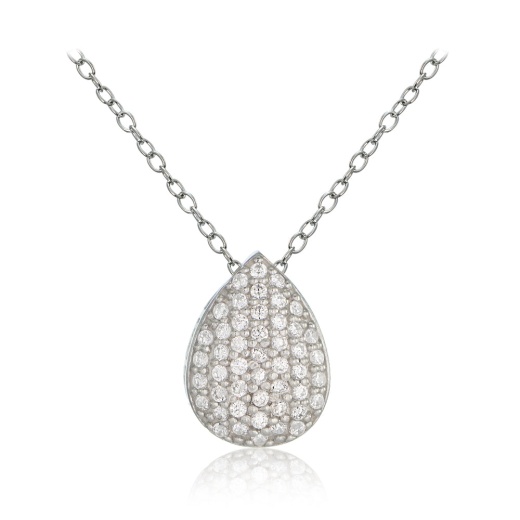 Sterling Silver Cubic Zirconia Teardrop Slide Necklace