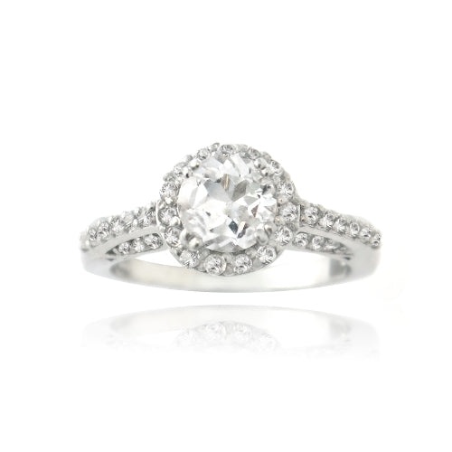 Sterling Silver 2Ct White Topaz Round Ring