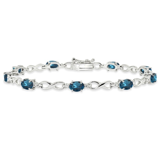 Sterling Silver London Blue Topaz Oval Polished Infinity Classic Tennis Bracelet