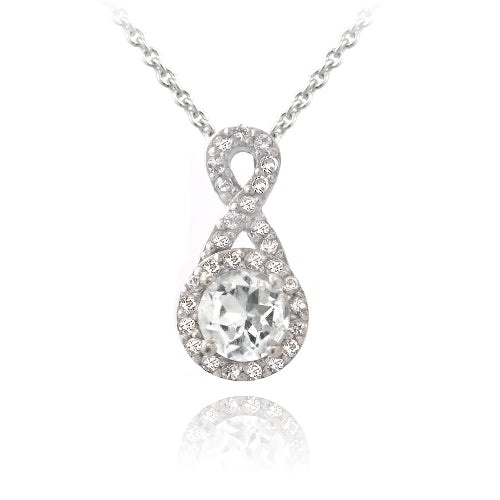 Sterling Silver 2Ct White Topaz Infinity Necklace