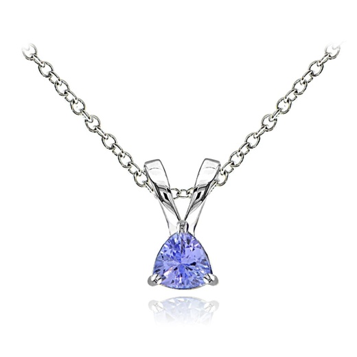 Sterling Silver Tanzanite Trillion-Cut Solitaire Necklace