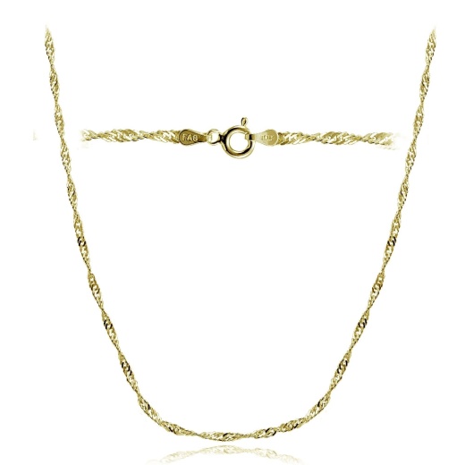 Gold Tone Over Sterling Silver Italian 2.5Mm Diamond-Cut Twist Chain Necklace 24-Inches