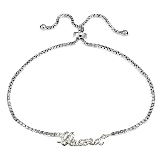 Sterling Silver Blessed Polished Adjustable Bracelet