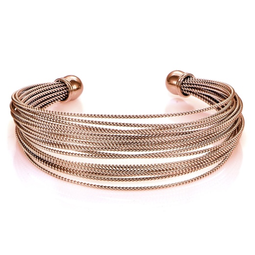 Rose Gold Flashed Stainless Steel Rope Cuff Bracelet
