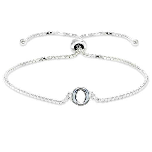 Sterling Silver O Letter Initial Alphabet Name Personalized 925 Silver Adjustable Bolo Bracelet