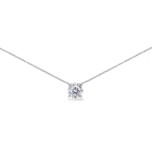 Sterling Silver Clear Solitaire Choker Necklace Set with Swarovski Crystals - Silverspeck