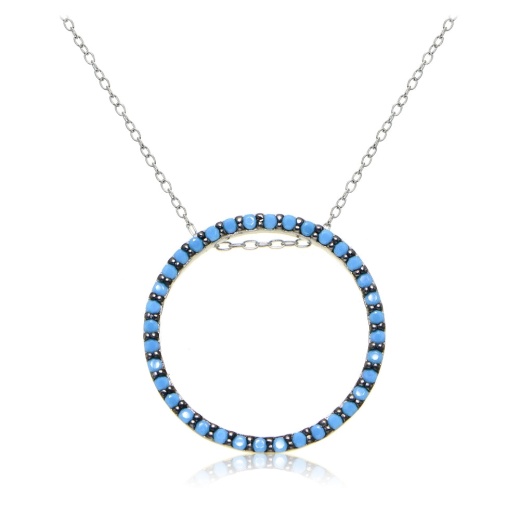 Sterling Silver Nano Created Turquoise Circle Necklace