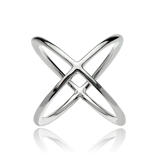 Sterling Silver Polished Criss-Cross X Ring