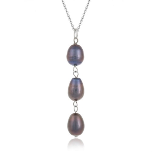 Sterling Silver Baroque Freshwater Cultured Peacock Pearl Drop Pendant