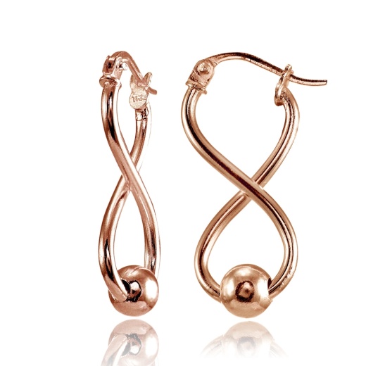 Rose Gold Flashed Sterling Silver Infinity Figure Eight Bead Drop Earrings