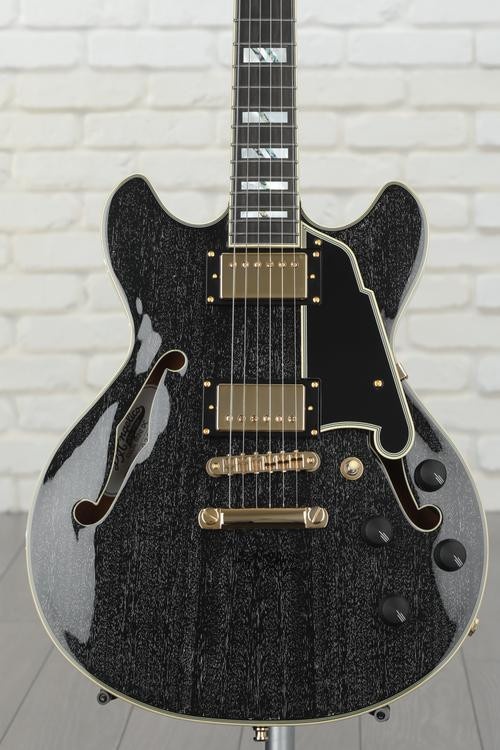 D'angelico Excel Mini Dc SemiHollowbody Electric Guitar Black Dog With Stopbar Tailpiece