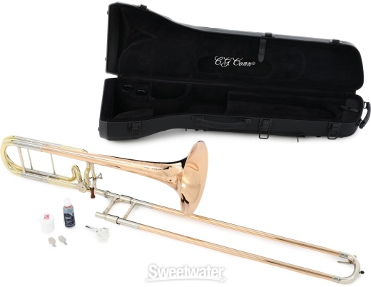 C.G. Conn New Vintage Professional Trombone With F-Attachment - Clear  Lacquer With Rose Brass Bell