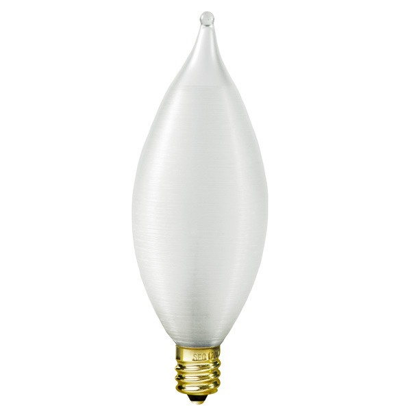 60 Watt - Spun Thread Satin White - Bent Tip - Incandescent Chandelier Bulb - 4.4 In. X 1.4 In