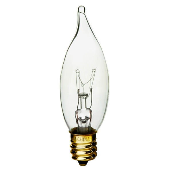 10 Watt - Clear - Bent Tip - Incandescent Chandelier Bulb - 3.3 In. X 1 In