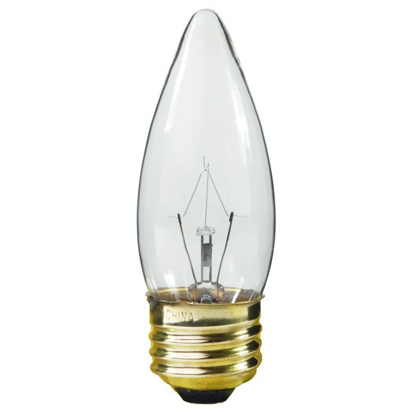 25 Watt - Clear - Straight Tip - Incandescent Chandelier Bulb - 3.9 In. X 1.4 In