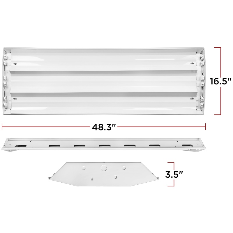 Led Ready High Bay Fixture - Operates 6 Single-Ended Direct Wire T8 Led Lamps (Sold Separately)