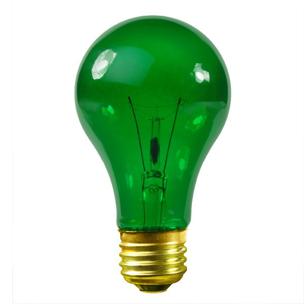 25 Watt - A19 Light Bulb - Transparent Green