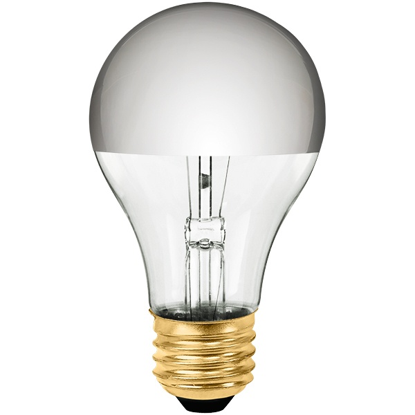 100 Watt - Silver Mirrored Bowl - Incandescent A21 Bulb