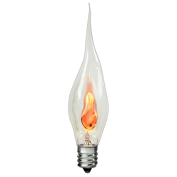 3 Watt - Silicone Tip Chandelier Bulb - Flicker Flame - 4.5 In. X 0.7 In
