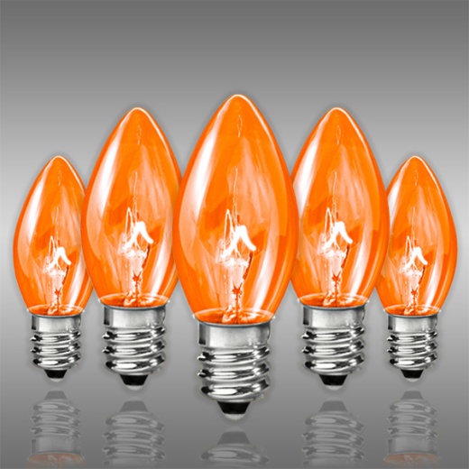 C7 - 7 Watt - Transparent Amber - Incandescent Christmas Light Replacement Bulbs