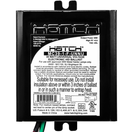Hatch Mc39-1-F-Unnu - 39 Watt - Electronic Metal Halide Ballast