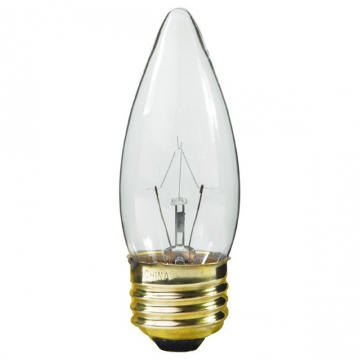 25 Watt - Clear - Straight Tip - Incandescent Chandelier Bulb