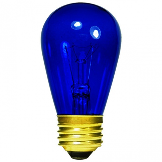 11 Watt S14 Light Bulb - Transparent Blue