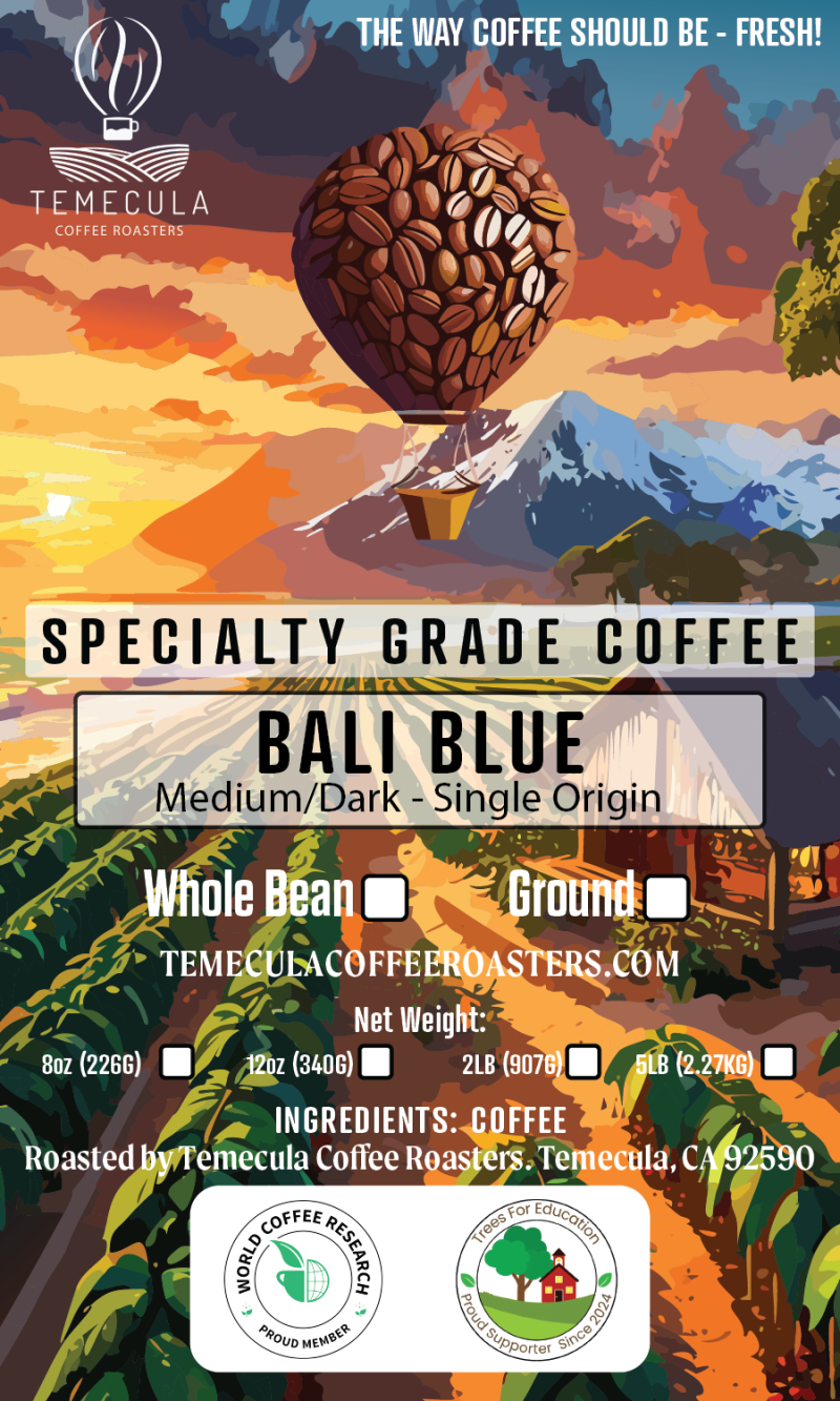Temecula Coffee Bali Blue Medium/Dark Roast Organic Coffee Beans