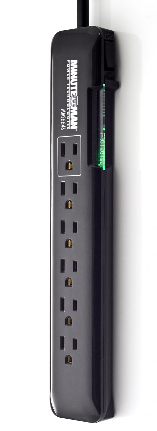 Minuteman Ups Slimline 6 Outlet Surge Strip, 1080j