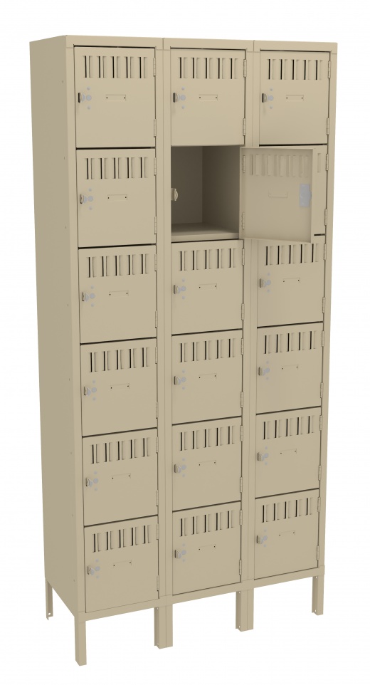 6 High Box Locker - Three Wide With Legs (Unassembled) - Bk6-121512-3