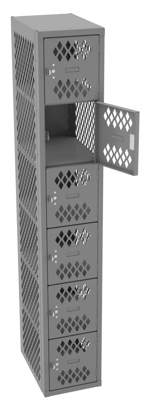 6 High Ventilated Box Locker - One Wide, No Legs (Assembled)