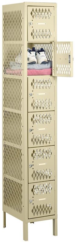 6 High Ventilated Box Locker - One Wide With Legs (Assembled)