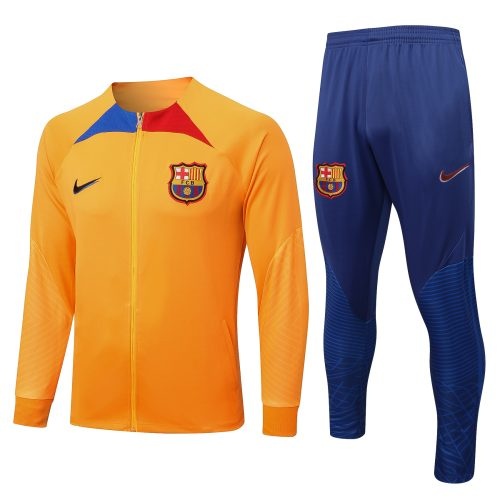2022-2023 Barcelona Jacket + Pants Training Suit Orange, Size: m