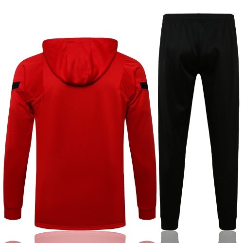 2021-2022 Atletico Madrid Hoodie Jacket + Pants Training Suit Red, Size: 2Xl